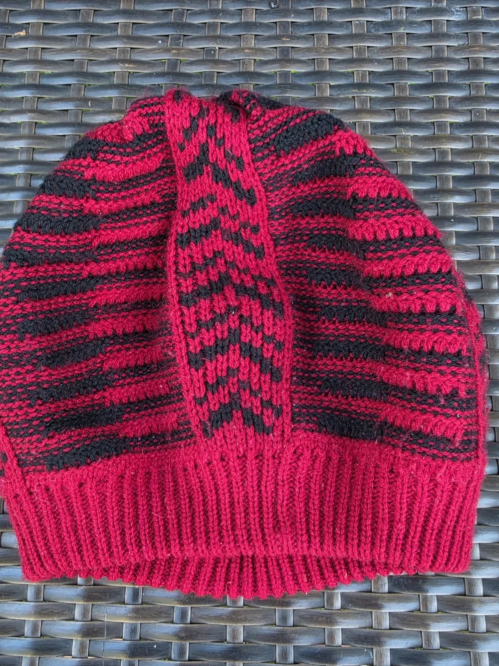 Anne Klein II Womens's Red and Black Knit Beanie